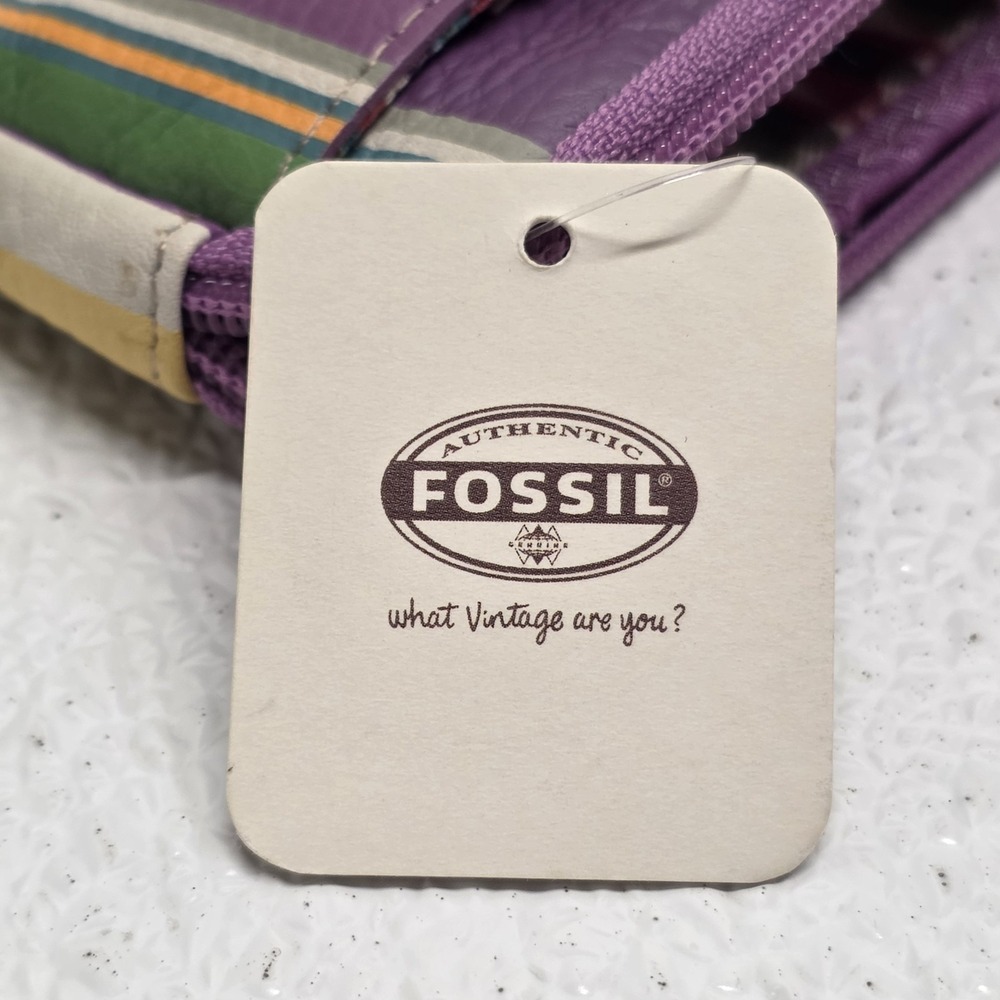 Fossil Weekender Multicolor Striped Printed Zip Pouch Wallet NWT - Picture 13 of 16